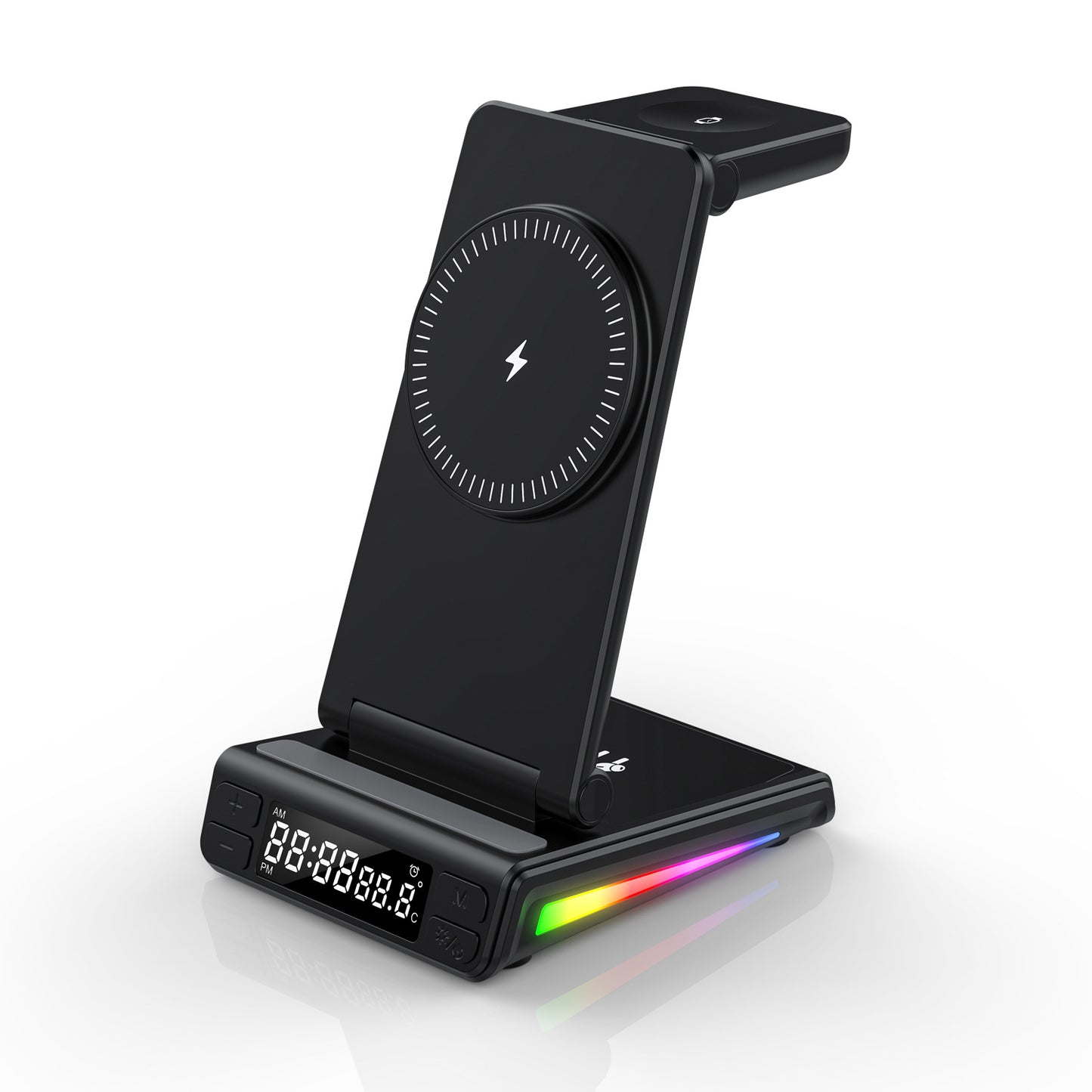 5-in-1 Wireless Charging Station: Foldable Desktop Stand & Multi-Device Charger for Smartphones, Smart Watches and Wireless Earbuds