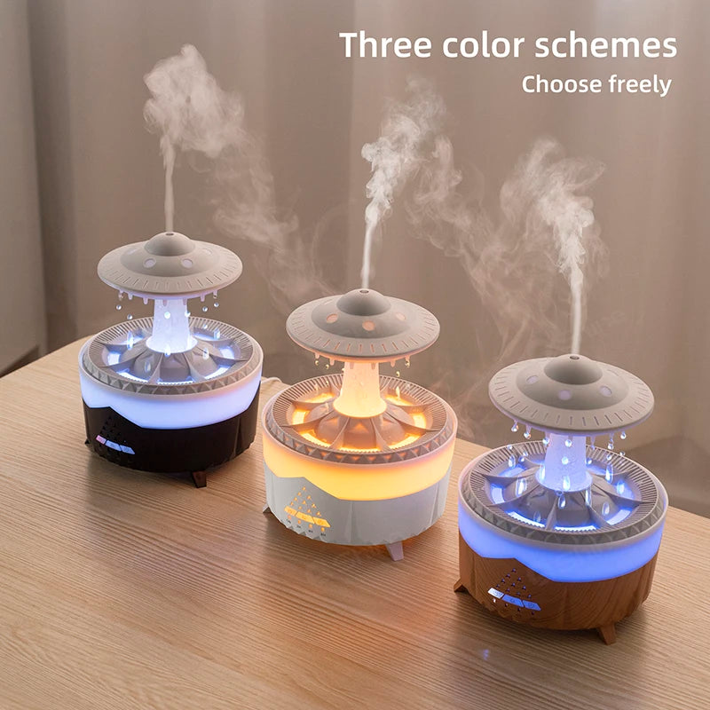 2024 Rain Cloud Humidifier Water Drip with Remote Raindrop Humidifier Rain Cloud Diffuser Mushroon Air Humidifier with Rain Lamp