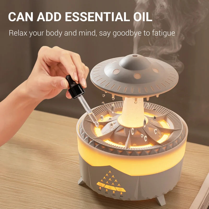 2024 Rain Cloud Humidifier Water Drip with Remote Raindrop Humidifier Rain Cloud Diffuser Mushroon Air Humidifier with Rain Lamp