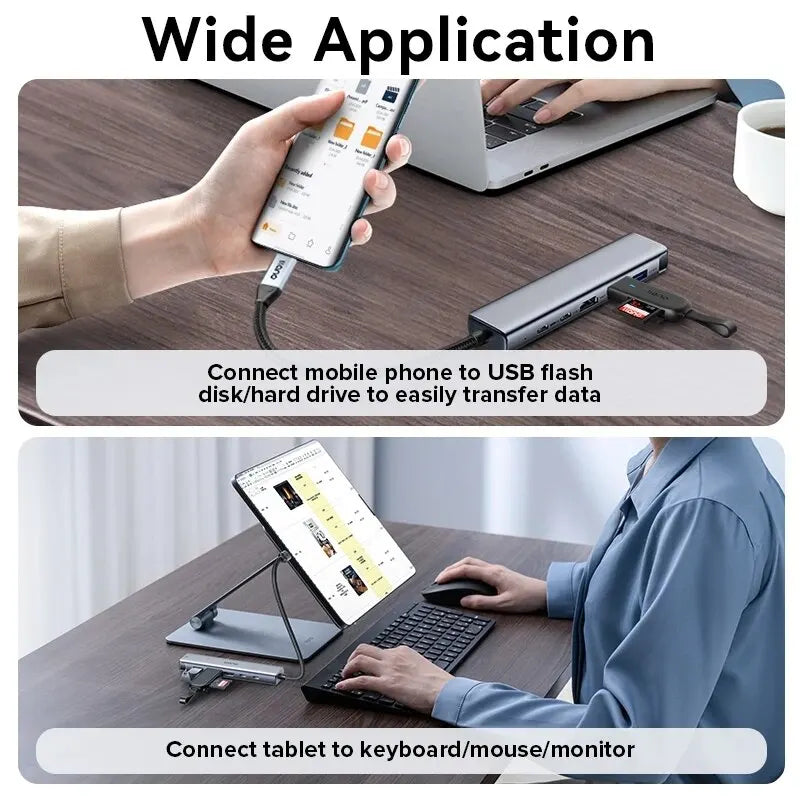 Llano USB-C Hub, 6 in 1 USB C Docking Station with 4K/60Hz HDMI, 100W PD Charging, 1000Mbps LAN, USB-C & USB-A 5Gbps Data Ports