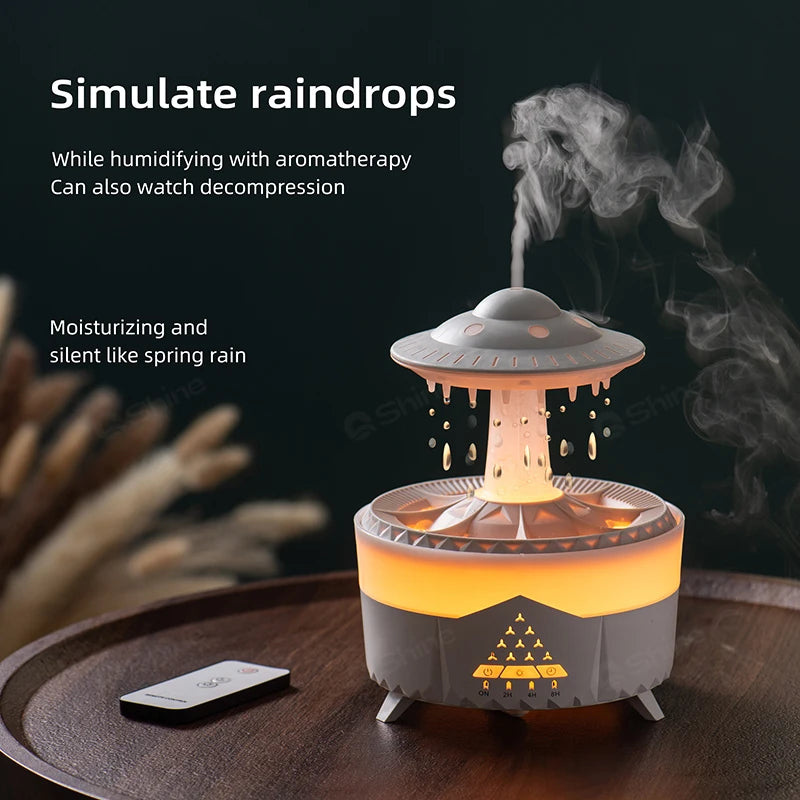 2024 Rain Cloud Humidifier Water Drip with Remote Raindrop Humidifier Rain Cloud Diffuser Mushroon Air Humidifier with Rain Lamp